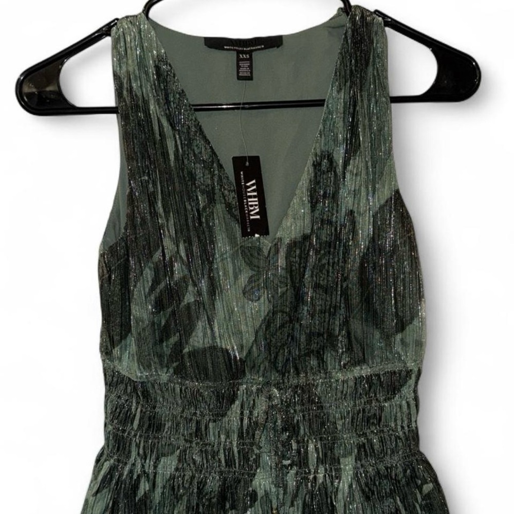 White House Black Market Metallic Green Dress NWT Size XXS